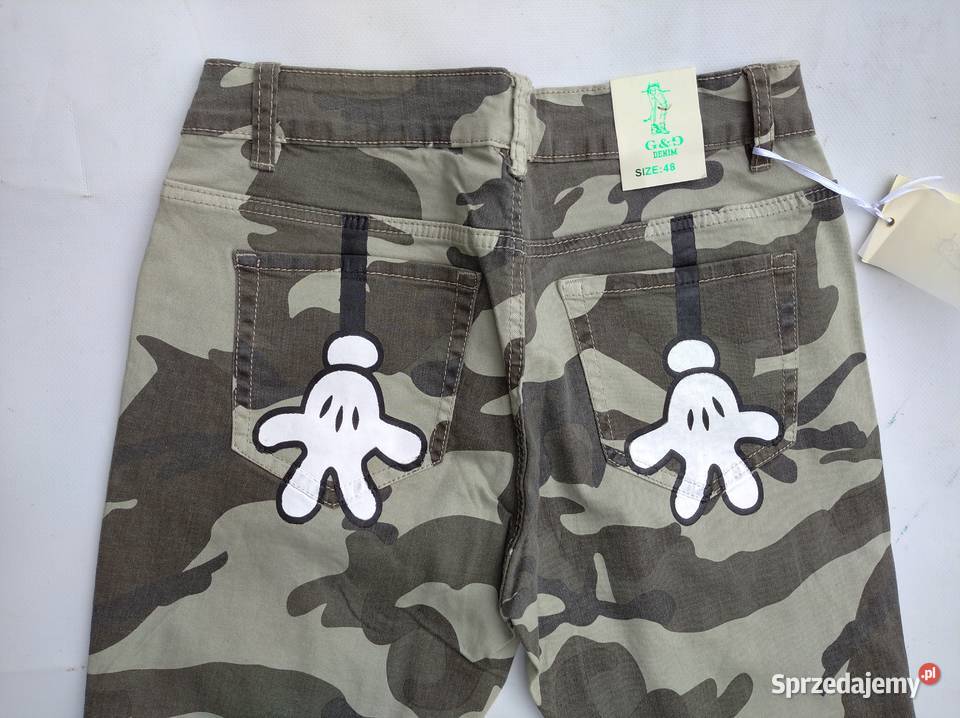 Spodnie damskie moro z przetarciami 48 XL zielony sprzedam