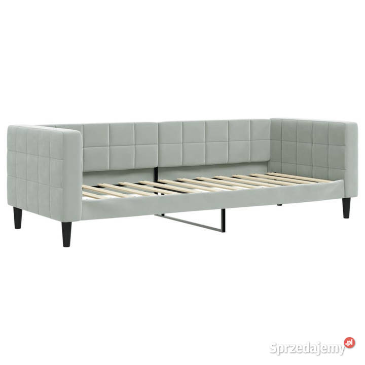 Sofa rozsuwana z szufladami jasnoszara aksamit Warszawa