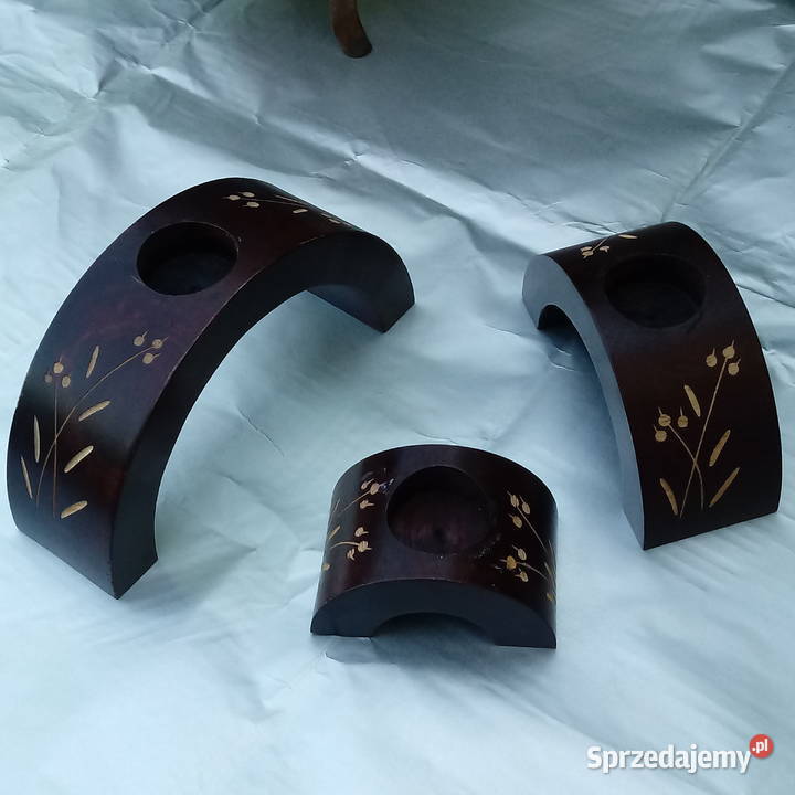 Vintage świecznik drewniany skandynawski Wyposażenie wnętrz Iłża