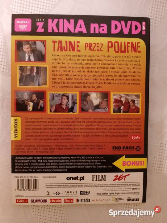 Film DVD TAJNE POUFNE książka reż bracia Coen Oborniki