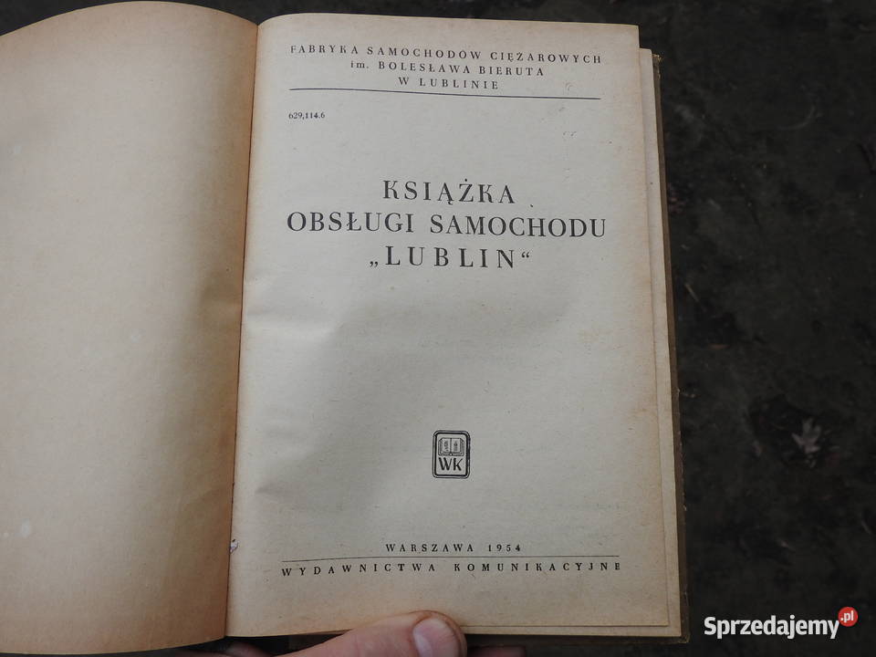 LUBLIN KSIĄŻKA OBSŁUGI SAMOCHODU 1954 nie Warszawa