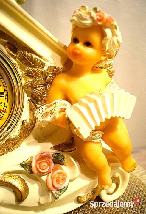 Zegar kominkowy z Cherubinkami wykonany z żywicy Chełmno