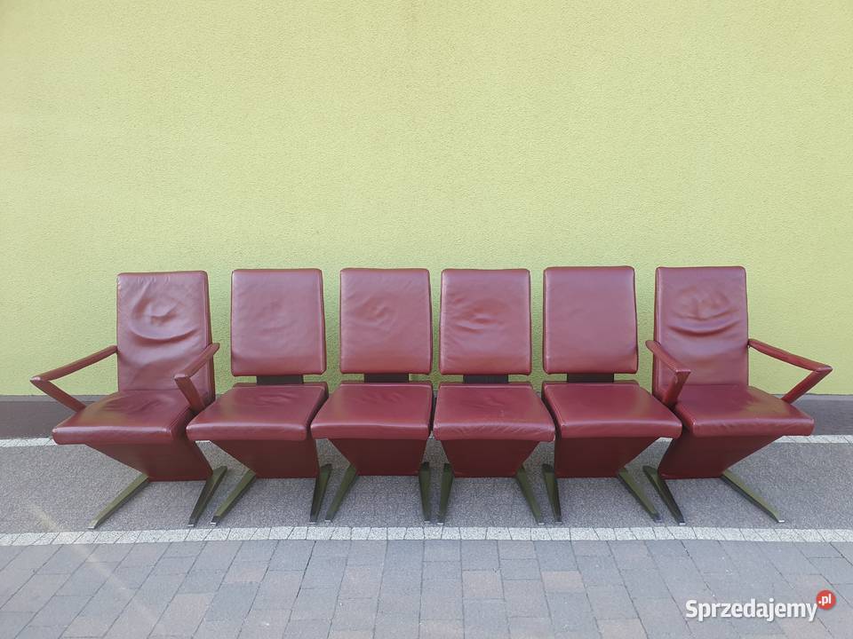 Krzesła skórzane komplet 6 Krzesło Loft Vintage Krzesła Szymanowice