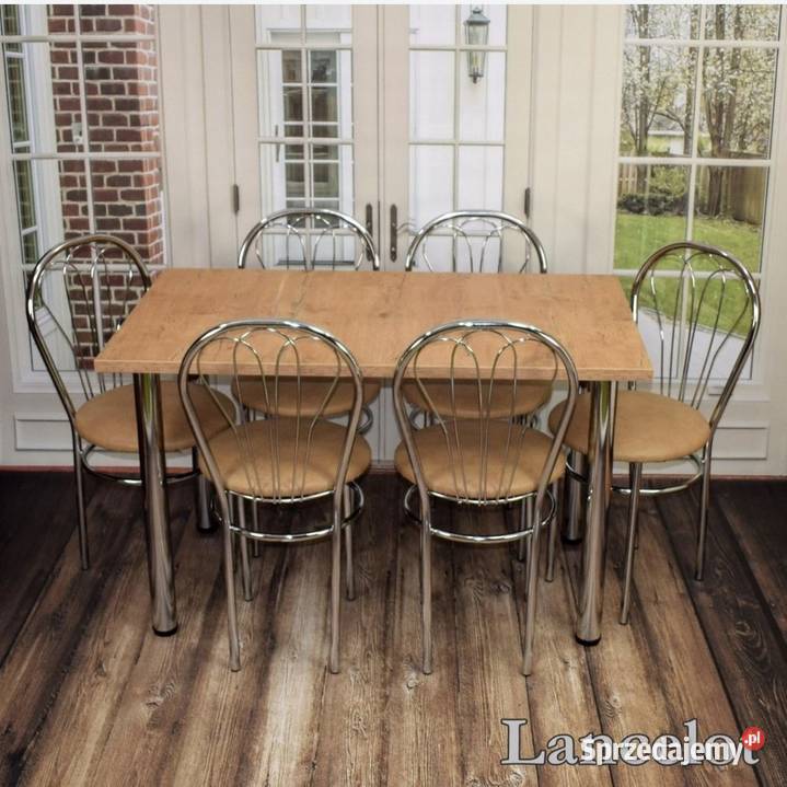 WYPRZEDAŻ Zestaw stół 120 x 70 6 krzeseł Venus 120cm Stoły z krzesłami Syców