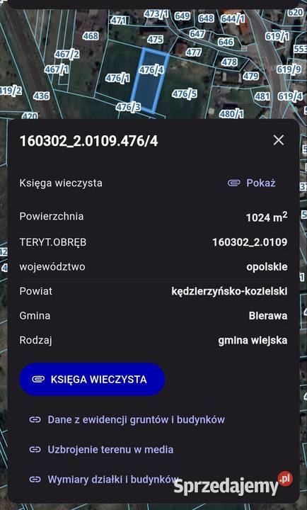 Działka budowlana 1024 m Solarnia gm Bierawa