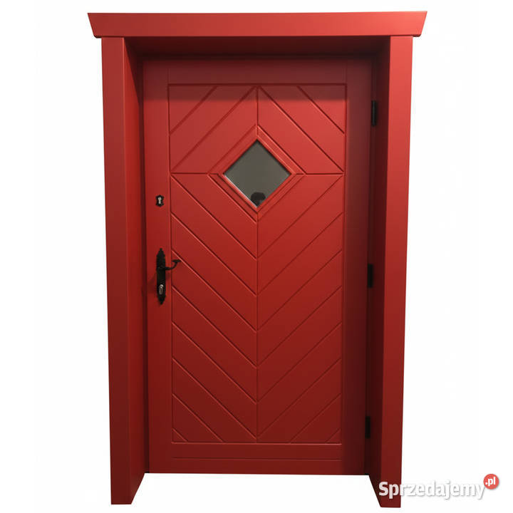 Drzwi Drewniane Wejściowe RETRO 1 RAL 3020 Raba Niżna