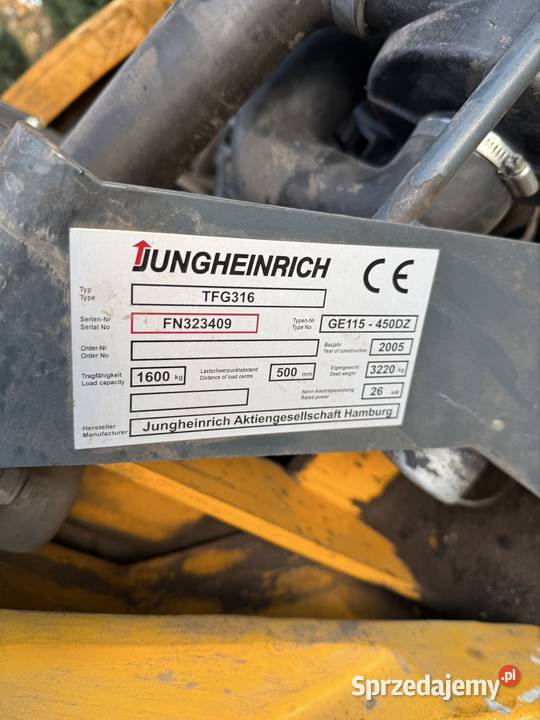 Wózek widłowy JUNGHEINRICH TFG 316 wolny skok gaz podkarpackie Przeworsk