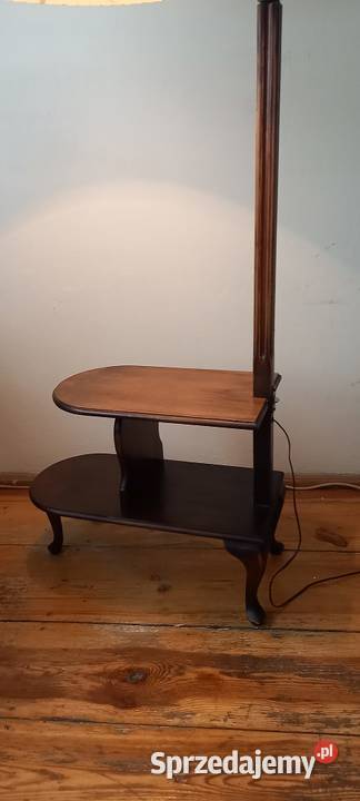Drewniana lampa podłogowa ze stolikiem ruchome łódzkie Skierniewice sprzedam