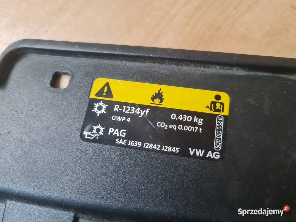 Naklejka do klimy VW TCross R1234yf 5Q0010008B Rok produkcji 2021 wielkopolskie Śrem sprzedam