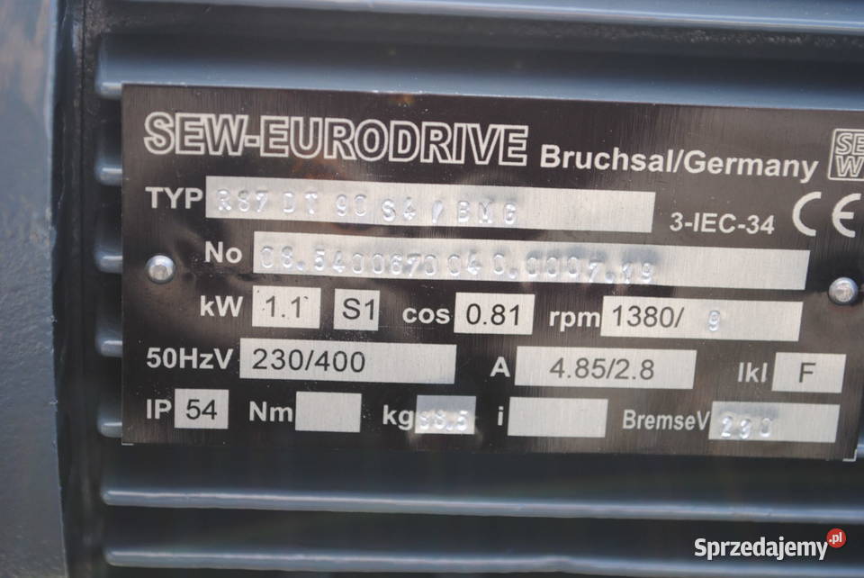 Motoreduktor 11kw 9obrmin z hamulcem SEW Kargowa
