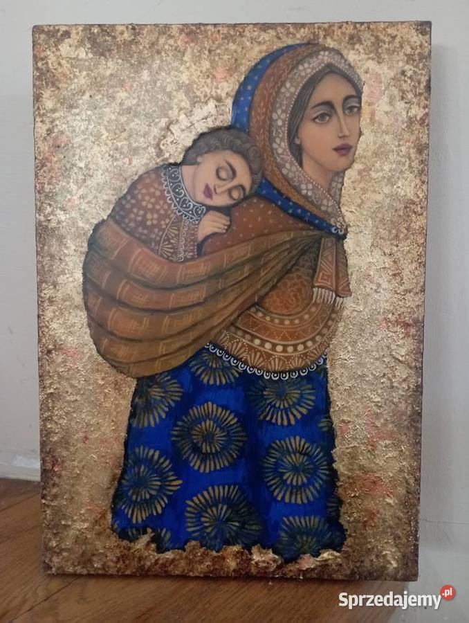 Ikona Matka Boska Niosąca w chuście pisana