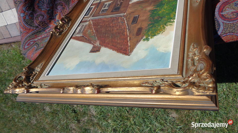 obraz olej na płótnie w pięknej ramie Mielnica Duża
