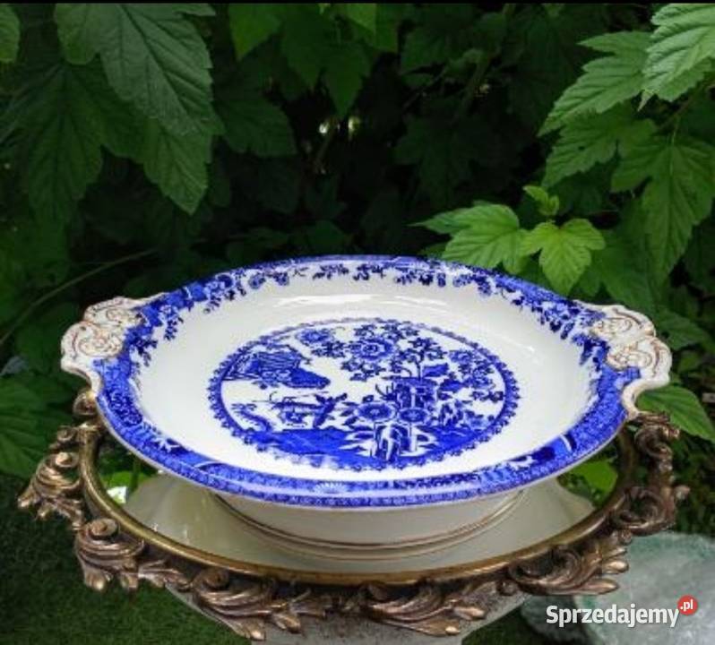 Copeland Patera na stopie z motywem Willow Porcelana i szkło Pabianice