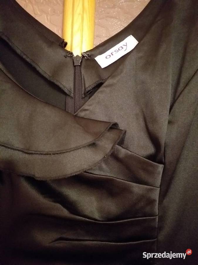 Krótka czarna sukienka z satyny Orsay M Bez wzoru Lębork