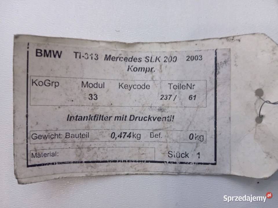 OBUDOWA FILTRA PALIWA MERCEDES SLK W171 18 B Części samochodowe sprzedam