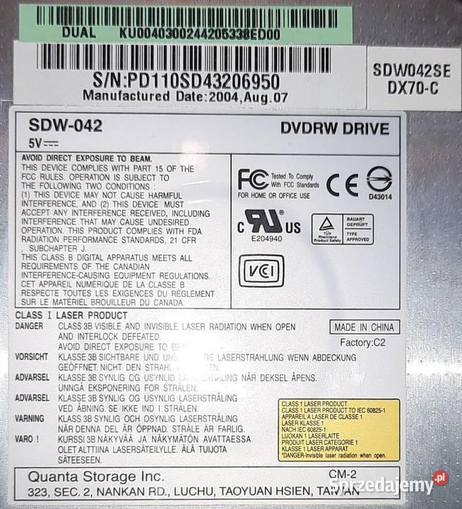 NAGRYWARKA QSI SDW042 LAPTOPY ACER TRAVELMATE Kraków