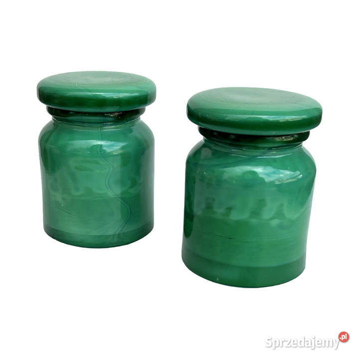 Pojemniki z malachitowego szkła Czechosłowacja Dom i Ogród Warszawa