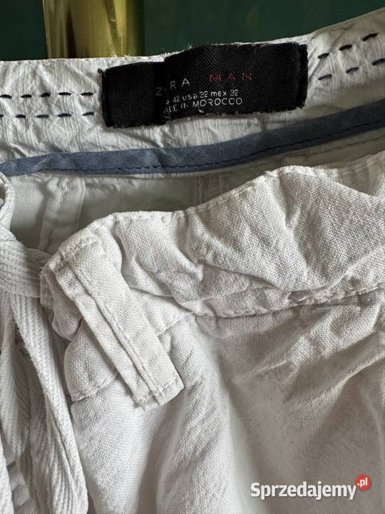 Spodenki męskie Zara 3232 eur 42sM białe len z Częstochowa