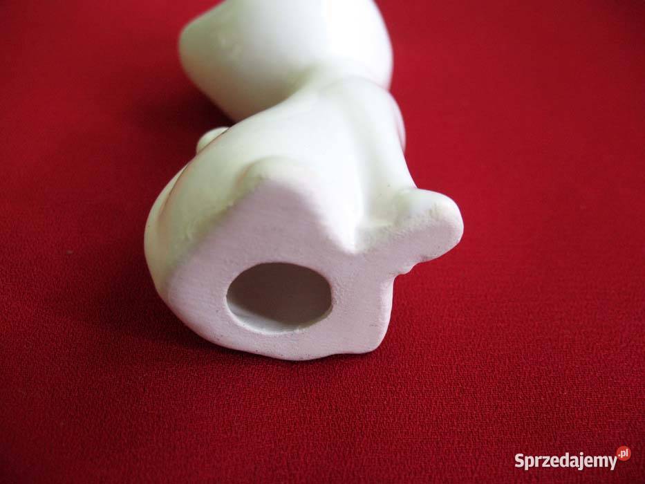 Kot biały mały kotek porcelana 7 x 4 x 3