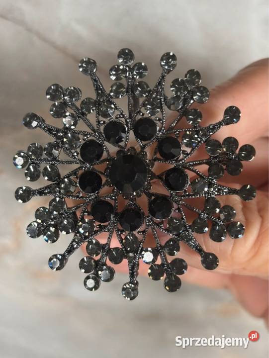 Broszka kwiat gwiazda kryształki grafitowe małopolskie Kraków