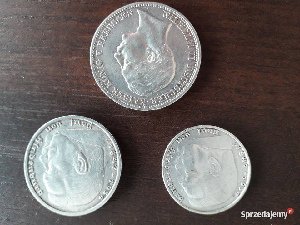 monety 2 MARK 1939r 3 Mark 1912r 5 Mark 1935r zachodniopomorskie Szczecin