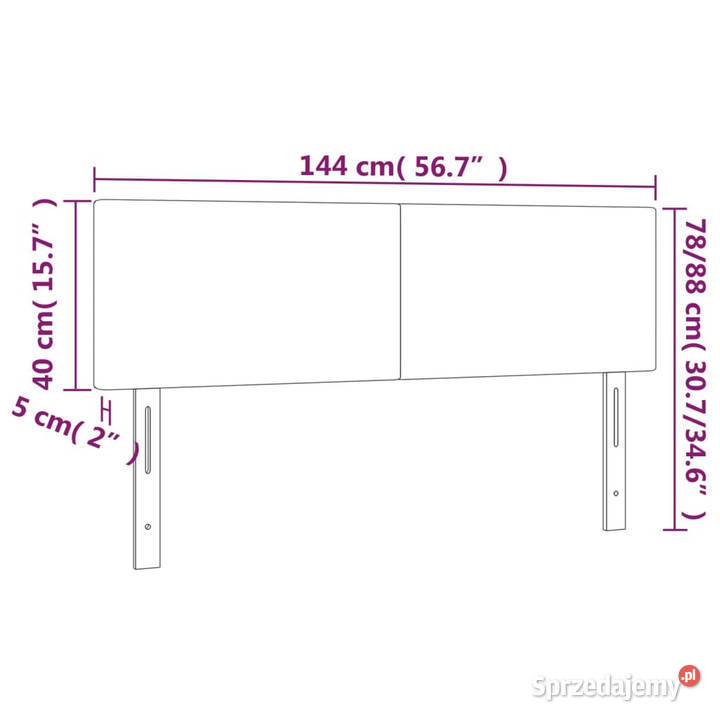 Zagłówek do łóżka z LED ciemnobrązowy 144x5x7888 Warszawa sprzedam