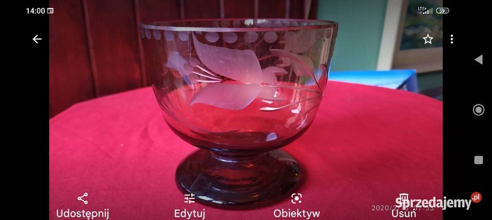 Stary puchar patera szkło kryształowe dymno Antyki, Sztuka, Kolekcje Wrocław sprzedam