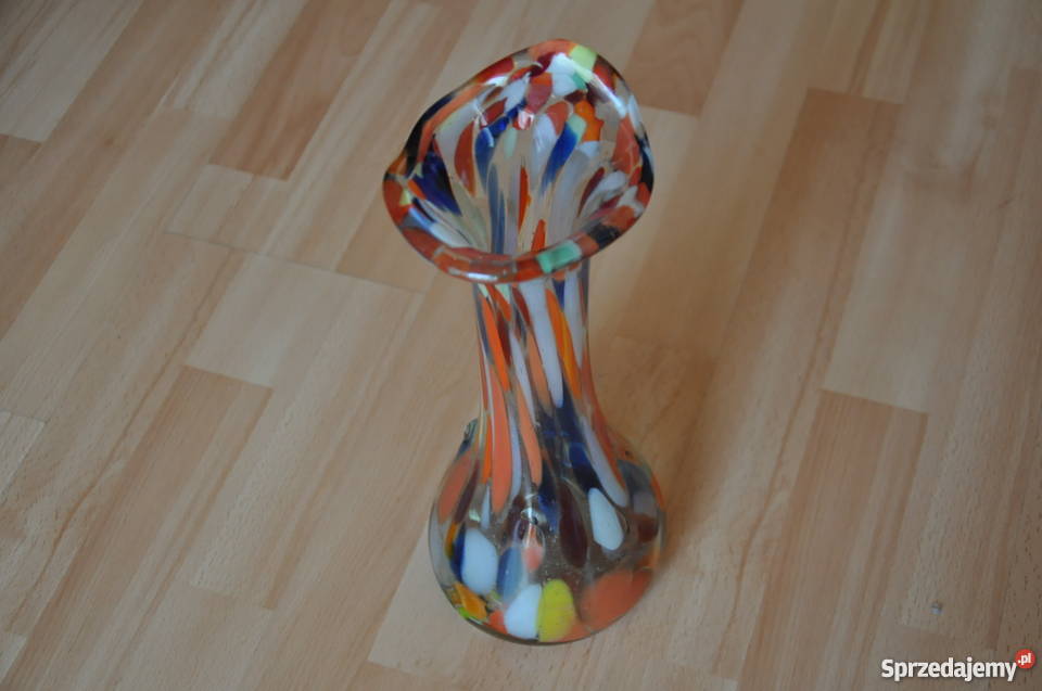 wazon szkło kolorowe PRL starocie Dekoracje i ozdoby Końskie