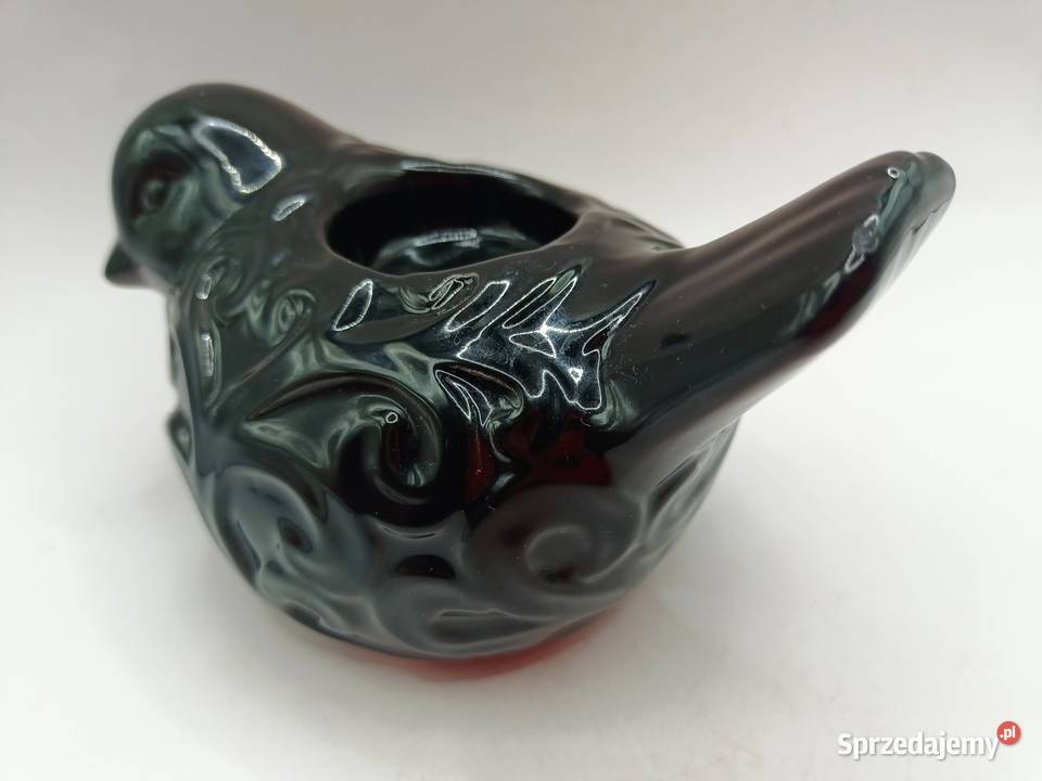 Ceramika czarny ptak świecznik na podgrzewacz Zamość