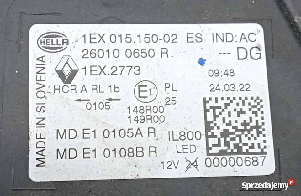 Renault Austral Full Led reflektor lampa prawy Przeźmierowo