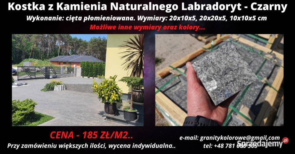 KOSTKA BRUKOWA GRANITOWA CIĘTA LABRADORYT na