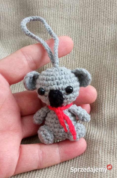 Miś koala wykonany na szydełku brelok zawieszka Łask
