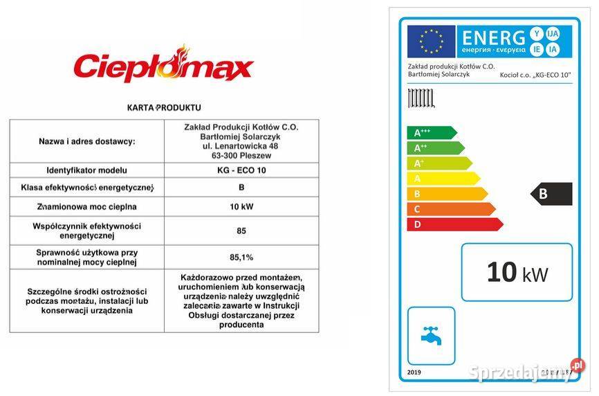 Kocioł piec co na ekogroszek 10kw z podajnikiem Pleszew
