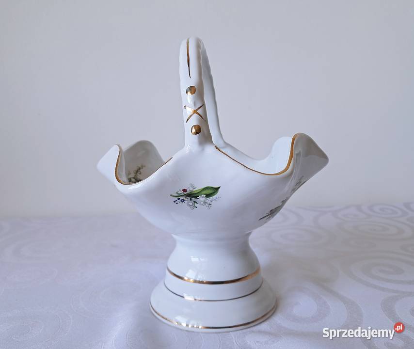 Koszyk porcelanowy CHODZIEŻ konwalie złocenia Strzelce Krajeńskie