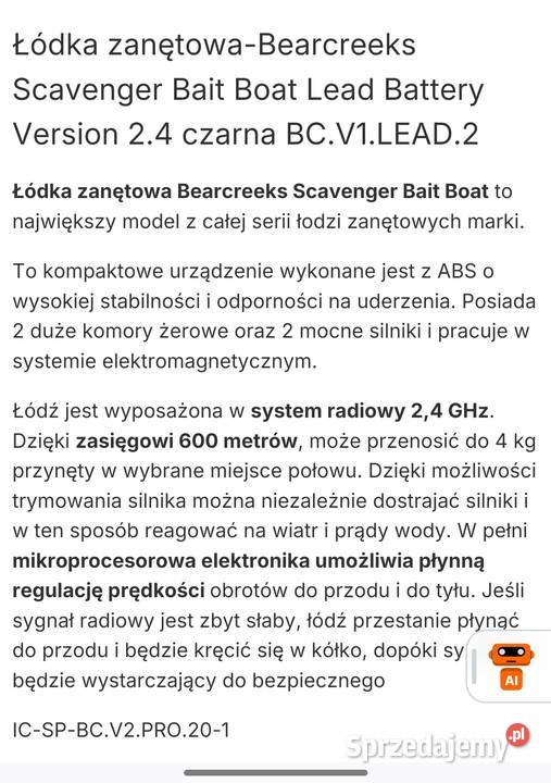 Łódka zanętowa Niemodlin