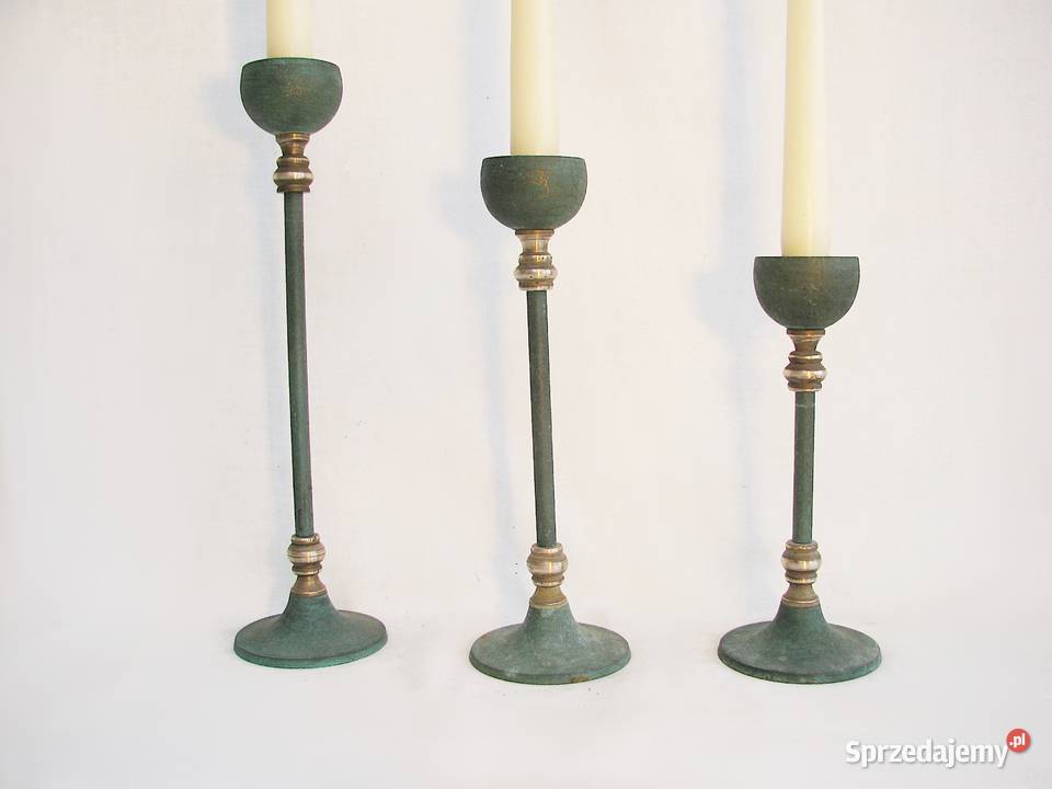 3 Świeczniki Mosiężne Dom i Ogród