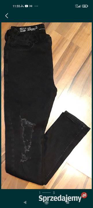 Czarne męskie jeansy Denim przetarcia W32 L34 Warszawa
