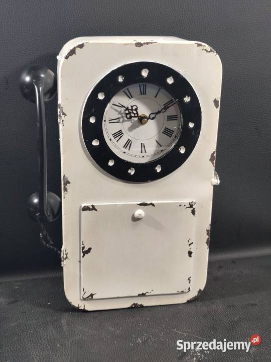 Stylowa Szafka na Klucze z Zegarem Retro Telefon Poddębice