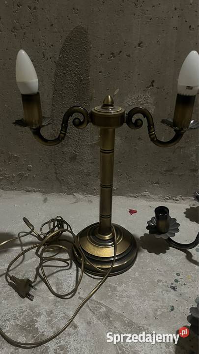 Żyrandol i lampka ciemno złoty kolor Lampki biurkowe Częstochowa