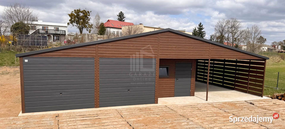 Garaż blaszany 9x6m wiata 4m wnęka 2x brama 54m2 wielkopolskie Jarocin sprzedam