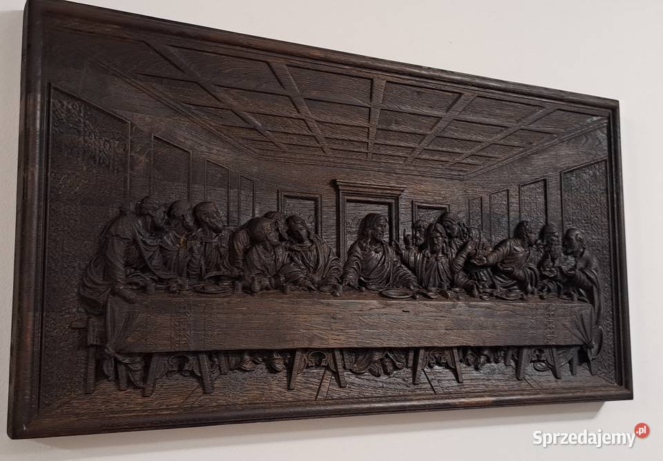 Płaskorzeźba w dębie Ostatnia Wieczerza prezent Malechowo sprzedam