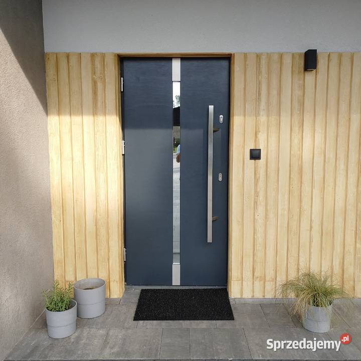 Drzwi Zewnętrzne Wejściowe Drewniane SREBRNY Słubice