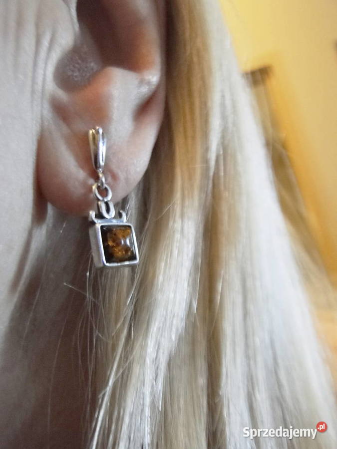 Stare kolczyki srebro i bursztyn Kolczyki Warszawa