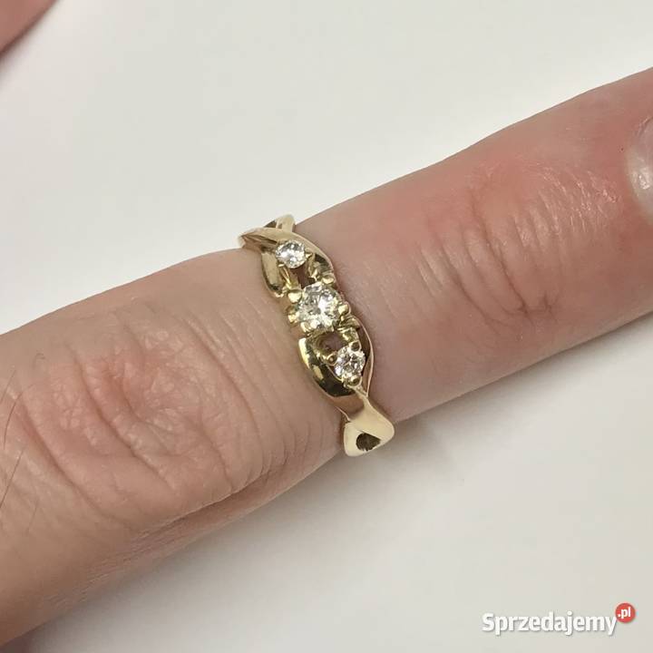 Złoty PIERŚCIONEK 585 14K DIAMENTY 025ct CUD r12 Warszawa