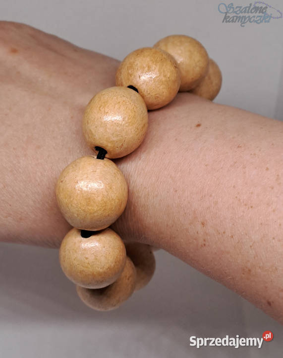 Bransoletka drewniana duże kule Warszawa