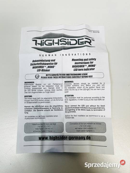 HIGHSIDER Wskaźniki LED MONO 203215 kpl 2 Łobżenica sprzedam