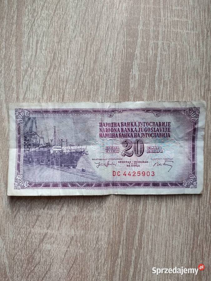 Banknot 20 Dinara 1974 Jugosławia Numizmatyka podlaskie Białystok