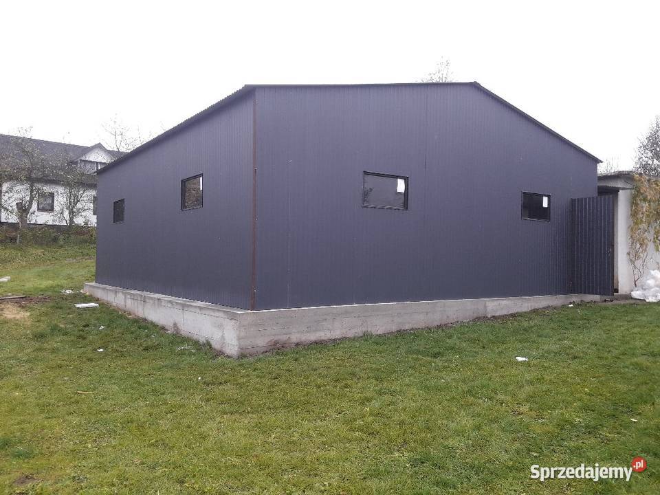 Grafitowy Garaż Blaszany 8x9m Magazyn Hala Kamieniec Ząbkowicki