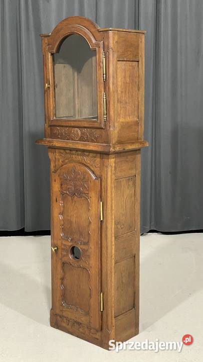 Rzeźbiona dębowa obudowa zegara stojącego Gryfice
