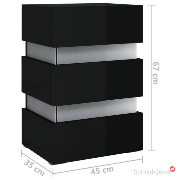 Szafka nocna z LED wysoki połysk czarna 45x35x67 mazowieckie Warszawa sprzedam